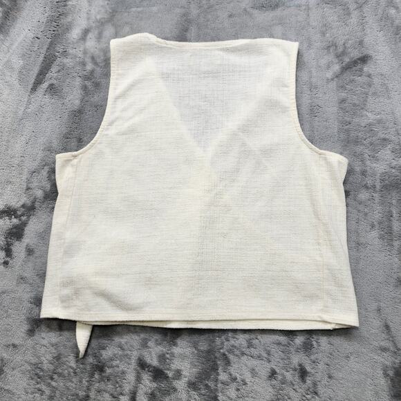 Madewell Texture & Thread Top Womens L Cream Ivory Wrap Tie Front Tank Stretch - Picture 2 of 9